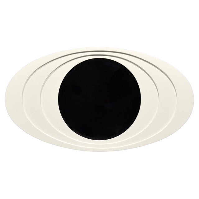 Large midcentury Italian mirror, circa 1970. The mirror is made of carved off-white lacquered wood. It can be used...