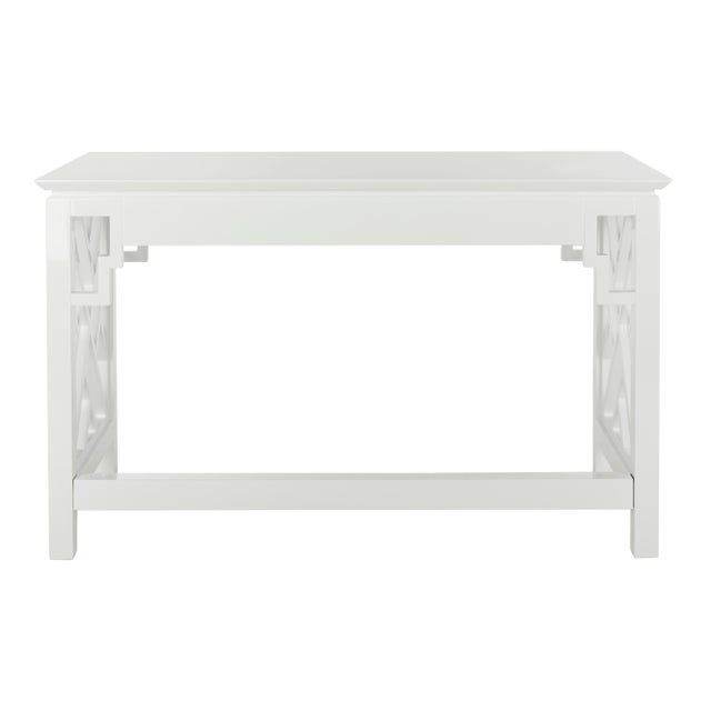 2020s Oren Fretwork Trellis Lacquer Writing Desk in White For Sale - Image 5 of 9