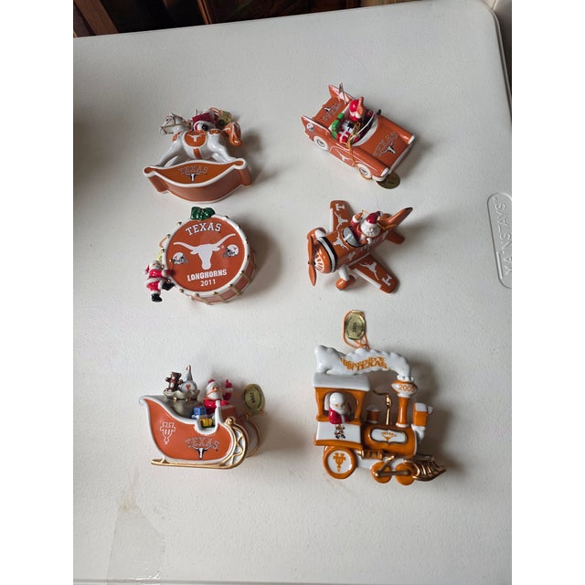2000 - 2009 Six Vintage Porcelain Texas Longhorns Ornaments For Sale - Image 5 of 6