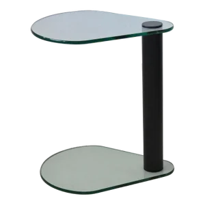 1980s Leon Rosen for Pace Style Postmodern Steel and Glass Teardrop Side Table Vintage