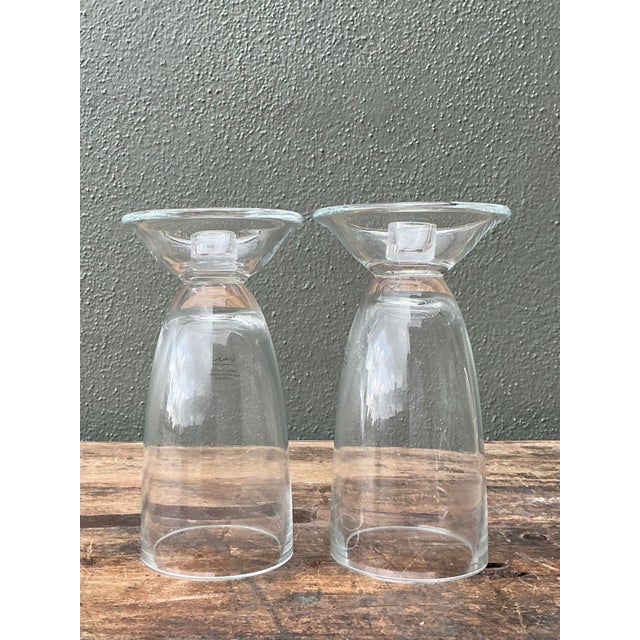 Mid-Century Modern Vintage Michael Graves Glass Candlesticks - A Pair For Sale - Image 3 of 12