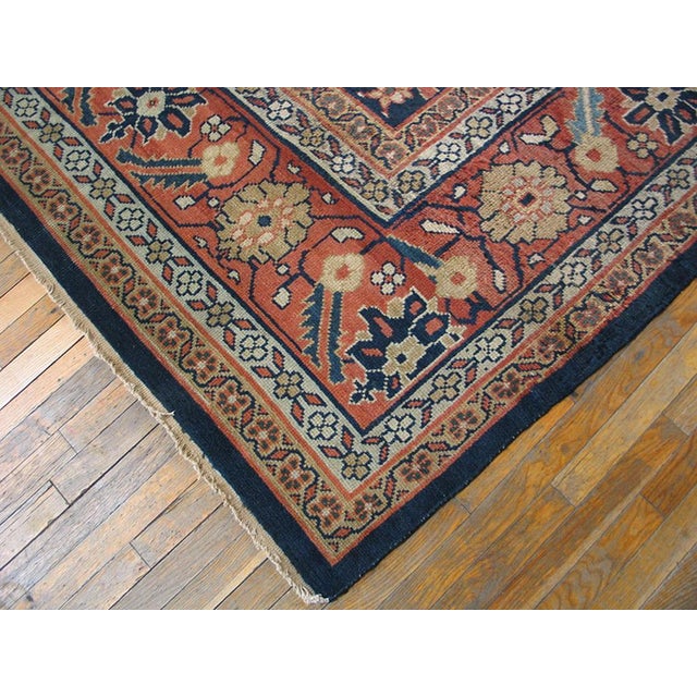 A Phenomenal Navy Blue Color With Geometric Desing Antique Sultanabad Persian Rug For Sale - Image 4 of 4