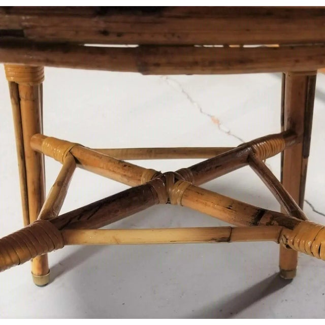 1950s 1950s Restored Rattan Small Round Side Table For Sale - Image 5 of 5