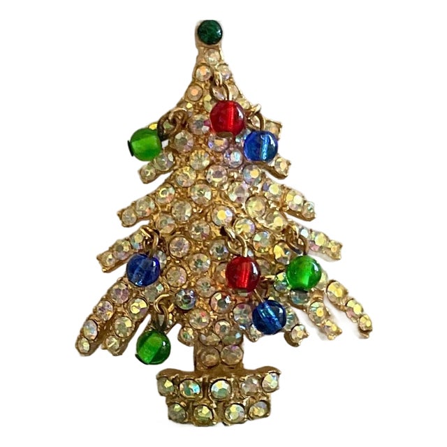 Kramer Christmas Tree Pin With Movable Christmas Balls For Sale
