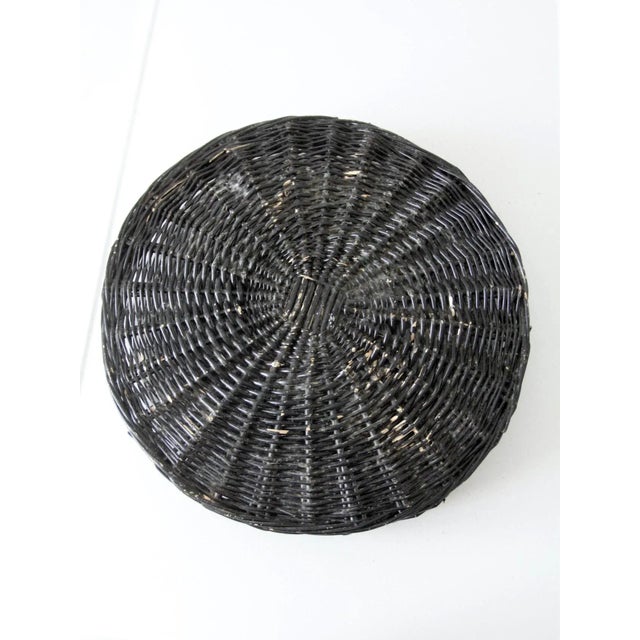 Wood Vintage Black Centerpiece Basket Tray For Sale - Image 7 of 11