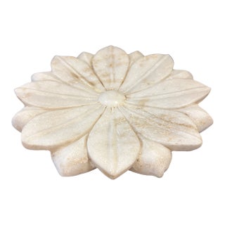 Antique- - White Stone Lotus Flower Plate/ Catchall For Sale