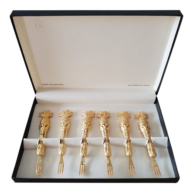 Janis Collection 24k Gold Plated Cocktail Forks, Set of 6 Chairish