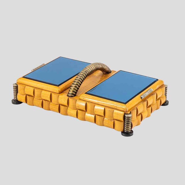 Vintage Wooden Box with Brass Decor in the style of Paolo Buffa, 1930s For Sale - Image 6 of 11