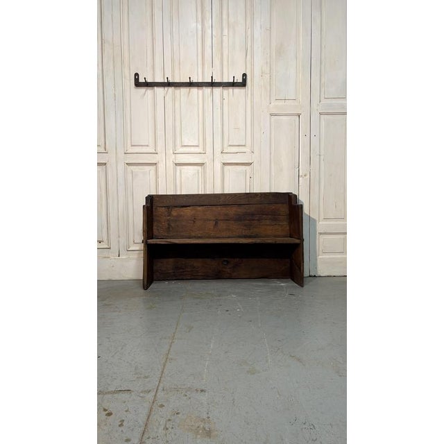 Antique Brutalist Wooden Chestnut Bench, 1700s For Sale - Image 5 of 5