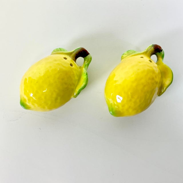 1970s Vintage Italian Mediterranean Hollywood Regency Lemon Salt & Pepper Shakers - A Pair For Sale - Image 12 of 15