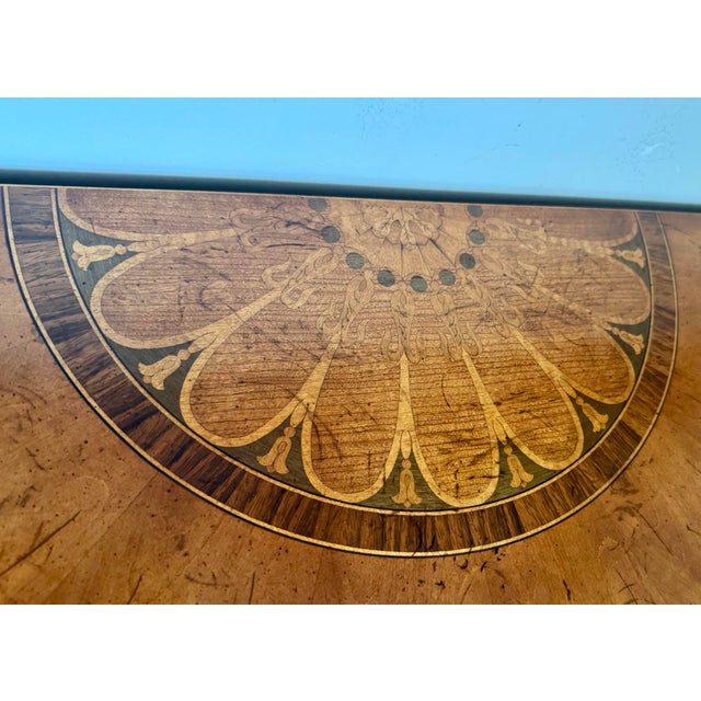 EJ Victor Very Fine Ej Victor Newport Historic Collection Carved Inlaid Console Foyer Hall Table For Sale - Image 4 of 12