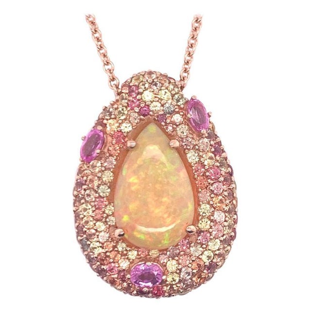 Natural Ethiopian Opal Sapphire Necklace 14k Gold 11.5 TCW GIA Certified For Sale - Image 15 of 18
