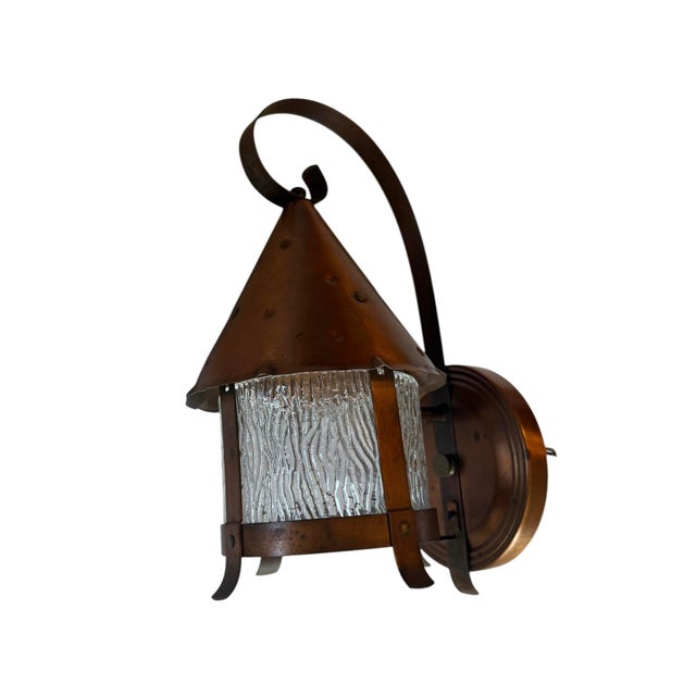 Arts & Crafts Early 20th Century Arts and Crafts Hammered Copper Outdoor Wall Sconces With Original Patina - a Pair For Sale - Image 3 of 12