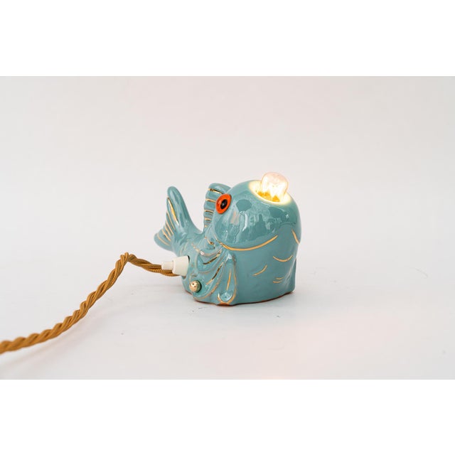 Ceramic Vintage Ceramic Fish Table Lamp, 1960s For Sale - Image 7 of 12
