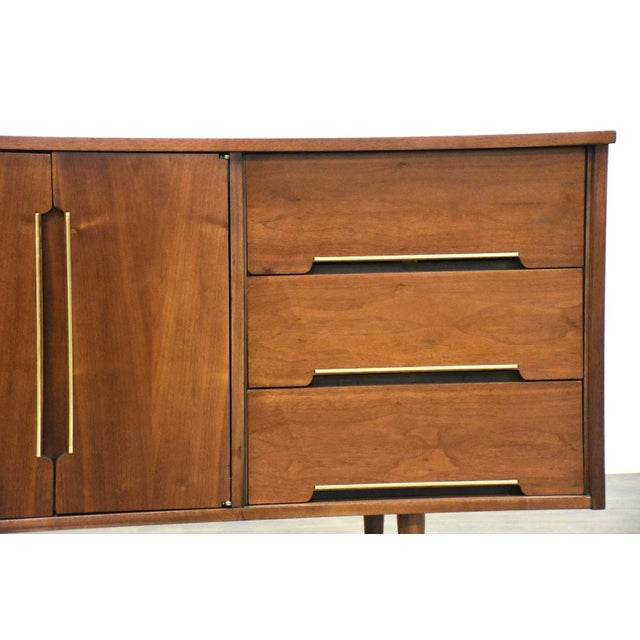 1950s Refinished Walnut and Brass Dresser For Sale - Image 9 of 10