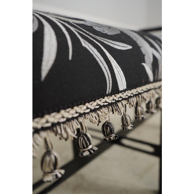 Chippendale Custom Upholstered Black Finish Window Bench For Sale - Image 10 of 12