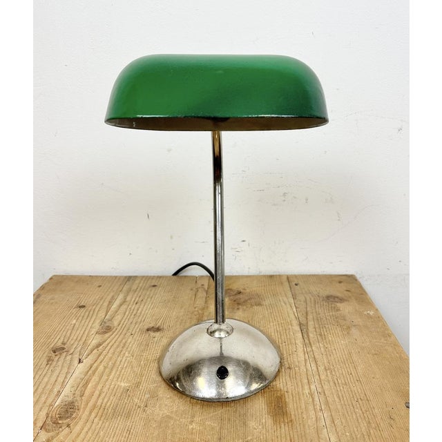 Vintage Green Enamel Bank Lamp, 1950s For Sale - Image 13 of 18