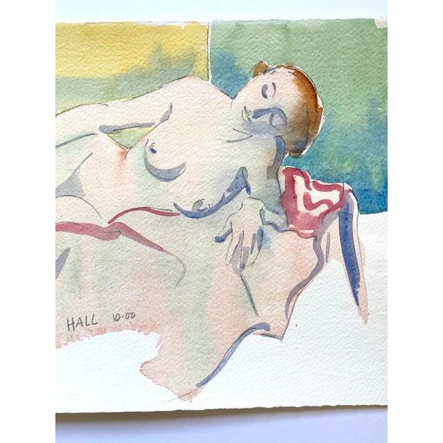 Original watercolor painting of a female nude by Seattle artist and architect, Jon Hall. Signed/dated 2000. From the...