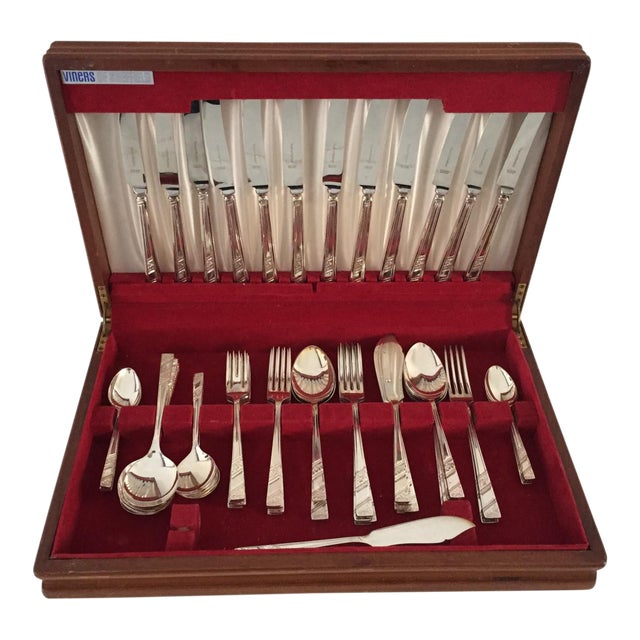 Viners Of Sheffield Silverplate Flatware Set Set Of 61 Chairish