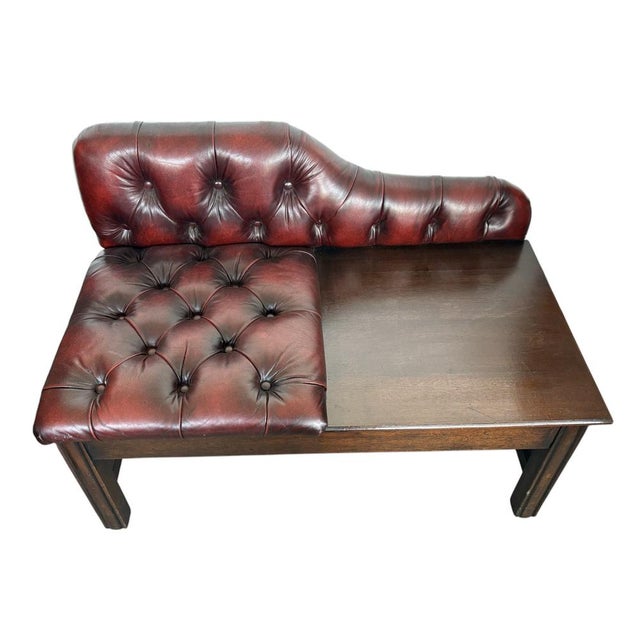 Chesterfield Telephone Bench in Leather For Sale - Image 4 of 8