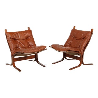 Mid-Century Norwegian Siesta Chairs in Leather by Ingmar Relling, Set of 2 For Sale