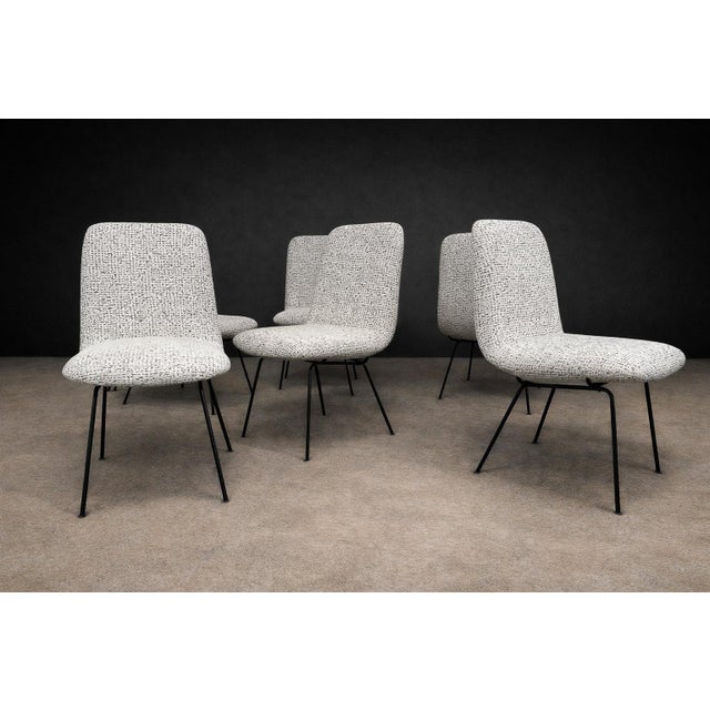 Set of Six Dining Chairs in Metal and Boucle by Carlo Hauner, Brazil, 1950s For Sale - Image 14 of 15