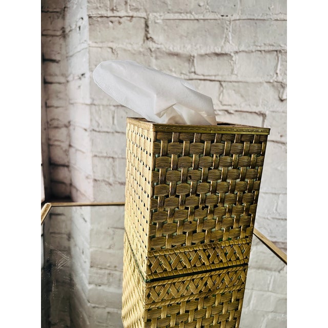 Brass 1970s Brass Hollywood Regency Tissue Box For Sale - Image 8 of 8