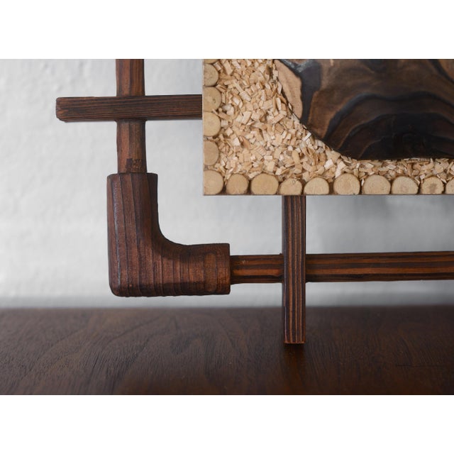 Mid Century Red Cedar and Wood Chip Vase With Flowers Wall Art For Sale In San Francisco - Image 6 of 8