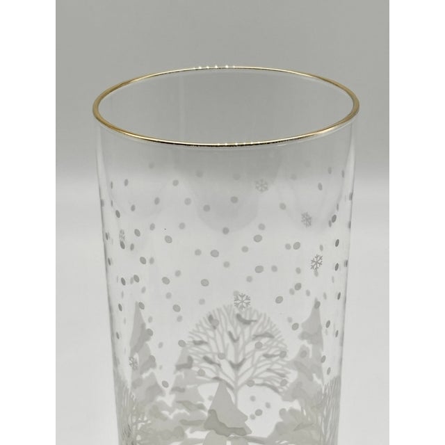 Vintage Libbey "Pines" Etched & Gold Rimmed Winter Scene Highball Glasses Set of 4 For Sale - Image 17 of 17