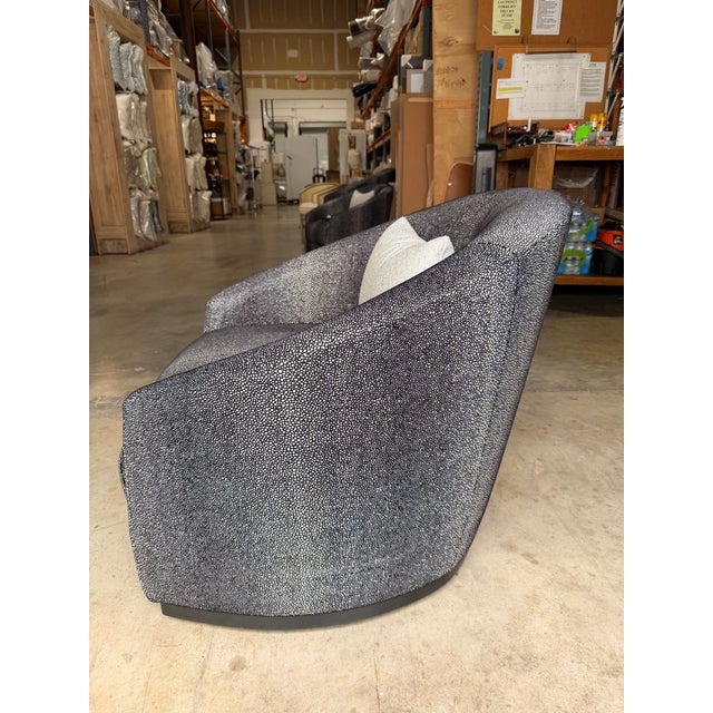 Early 21st Century Adriana Hoyos Charcoal & Silver Speckled Swivel Lounge Chair For Sale - Image 5 of 9