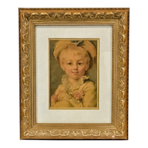 “A Boy as Pierrot” by Jean-Honoré Fragonard – Framed Vintage Reproduction Print in Ornate Gold Frame, Charleston Wv Provenance