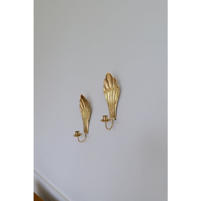 Goldenrod Art Deco Brass Wall Candlesticks, 1950s, Set of 2 For Sale - Image 8 of 10