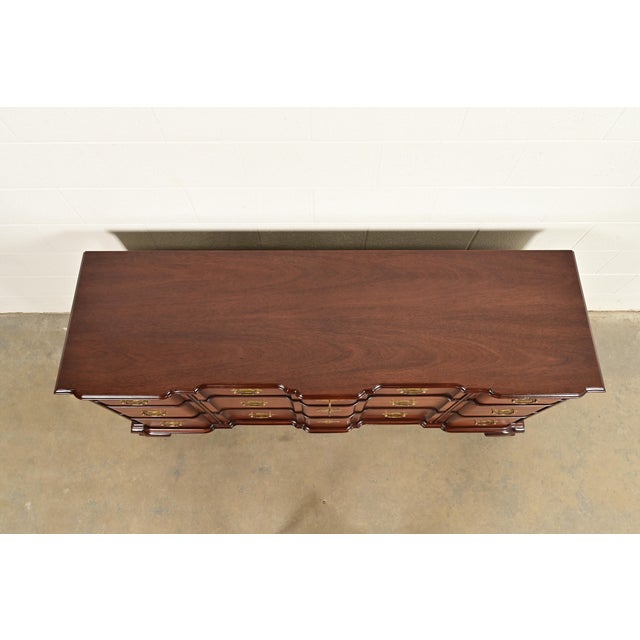 Kindel Furniture Georgian Carved Solid Mahogany Block Front Triple Dresser For Sale - Image 14 of 18
