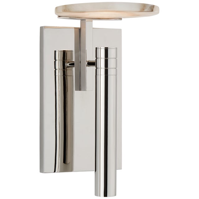 Melange Floating Disc Sconce in Polished Nickel with Alabaster Designer: Kelly Wearstler Height: 10.75" Extension: 6.75"...
