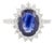 Diamonds Halo Oval Cut Sapphire Cocktail Ring in 14k Solid White Gold Size 5.5 For Sale