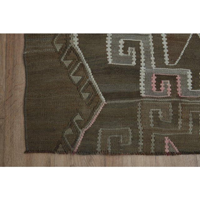 1970s Vintage Turkish Oushak Handmade Wool Cotton Green Runner Rug For Sale - Image 11 of 11