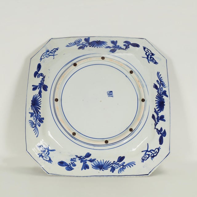 Antique Japanese Blue and White Porcelain Charger For Sale - Image 11 of 13