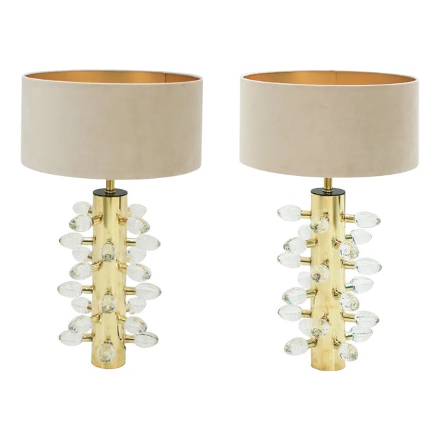 Italian Mid-Century Modern Sculptural Murano Glass Table Lamps, Set of 2 For Sale
