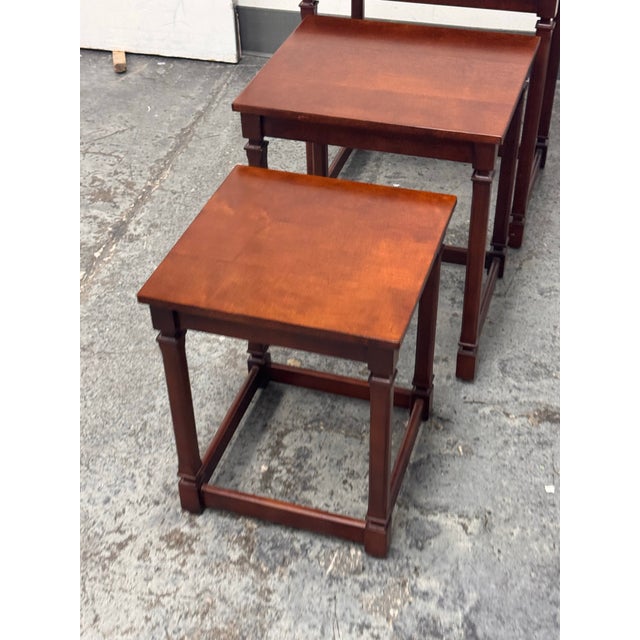 Traditional Wood Nesting Tables, Set of Three For Sale - Image 9 of 12