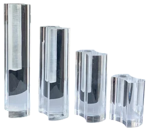 Mid-Century Modern Italian Crystal Acrylic Glass Vases from Guzzini, 1970s, Set of 4