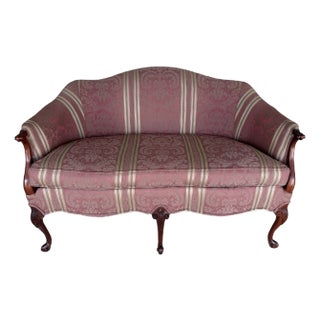 Statesville Chair Company Country French Damask Pattern Love Seat For Sale