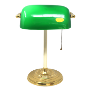 Vintage Brass and Green Glass Banker's Lamp