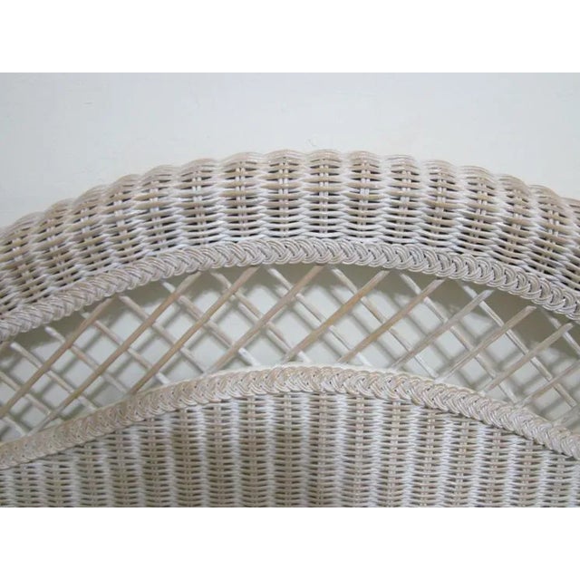 1980s Wicker Rattan King Headboard Whitewash Coastal Boho Shabby Chic For Sale - Image 12 of 12