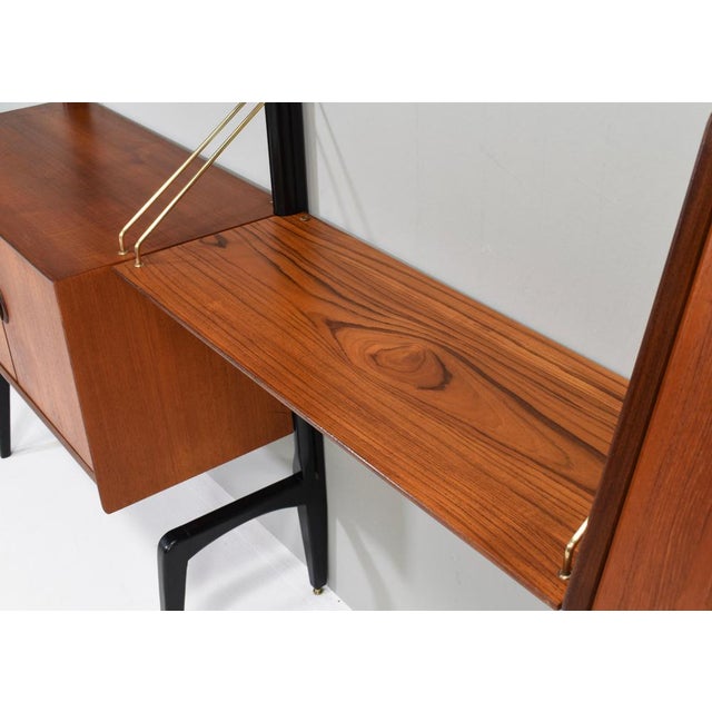 Black Wall Unit in Teak and Brass attributed to Wébé, Netherlands, 1950s, Set of 11 For Sale - Image 8 of 18