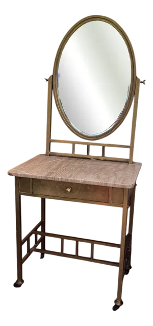 Vintage French Art Deco Vanity Table in Brass and Marble, 1940s