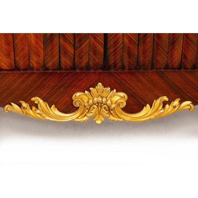 French Louis XV Style Kingwood Marble Top Bibliotheque Cabinet For Sale - Image 17 of 18