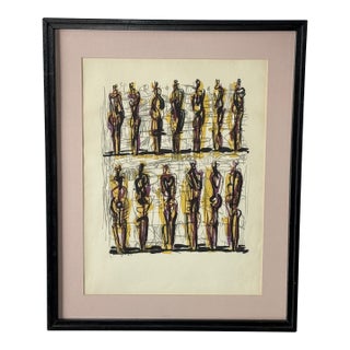 Henry Moore (British 1898-1986) Thirteen Standing Figures Lithograph Print, 1958 For Sale