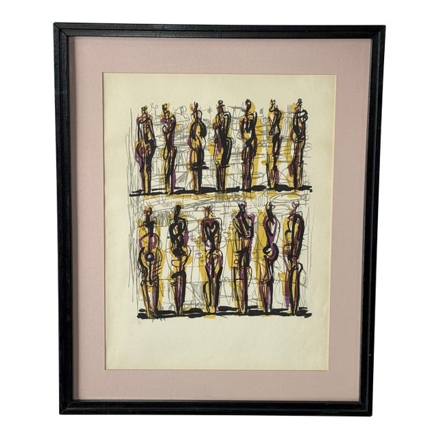 Henry Moore (British 1898-1986) Thirteen Standing Figures Lithograph Print, 1958 For Sale