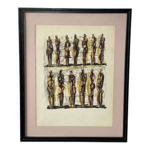 Henry Moore (British 1898-1986) Thirteen Standing Figures Lithograph Print, 1958