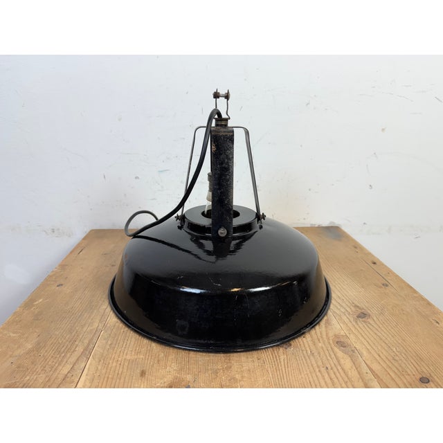 French Industrial Black Enamel Pendant Lamp from Mazda, 1960s For Sale - Image 14 of 18